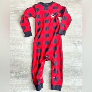Lazy One Red and Black Plaid Kids Footie